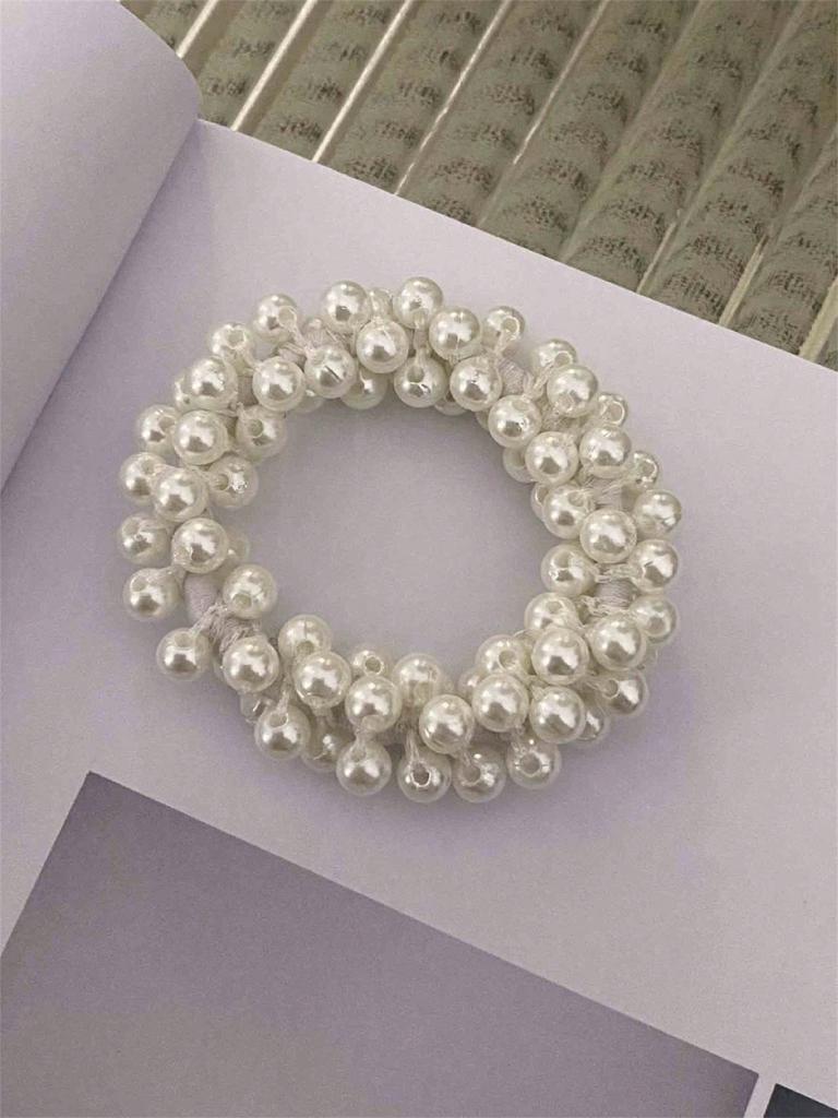 4 női scrunchie Műgyöngyös hajkiegészítők Dekoratív elegáns hajdíszek Rögzített hajgumi Haj Haj Könnyen használható st