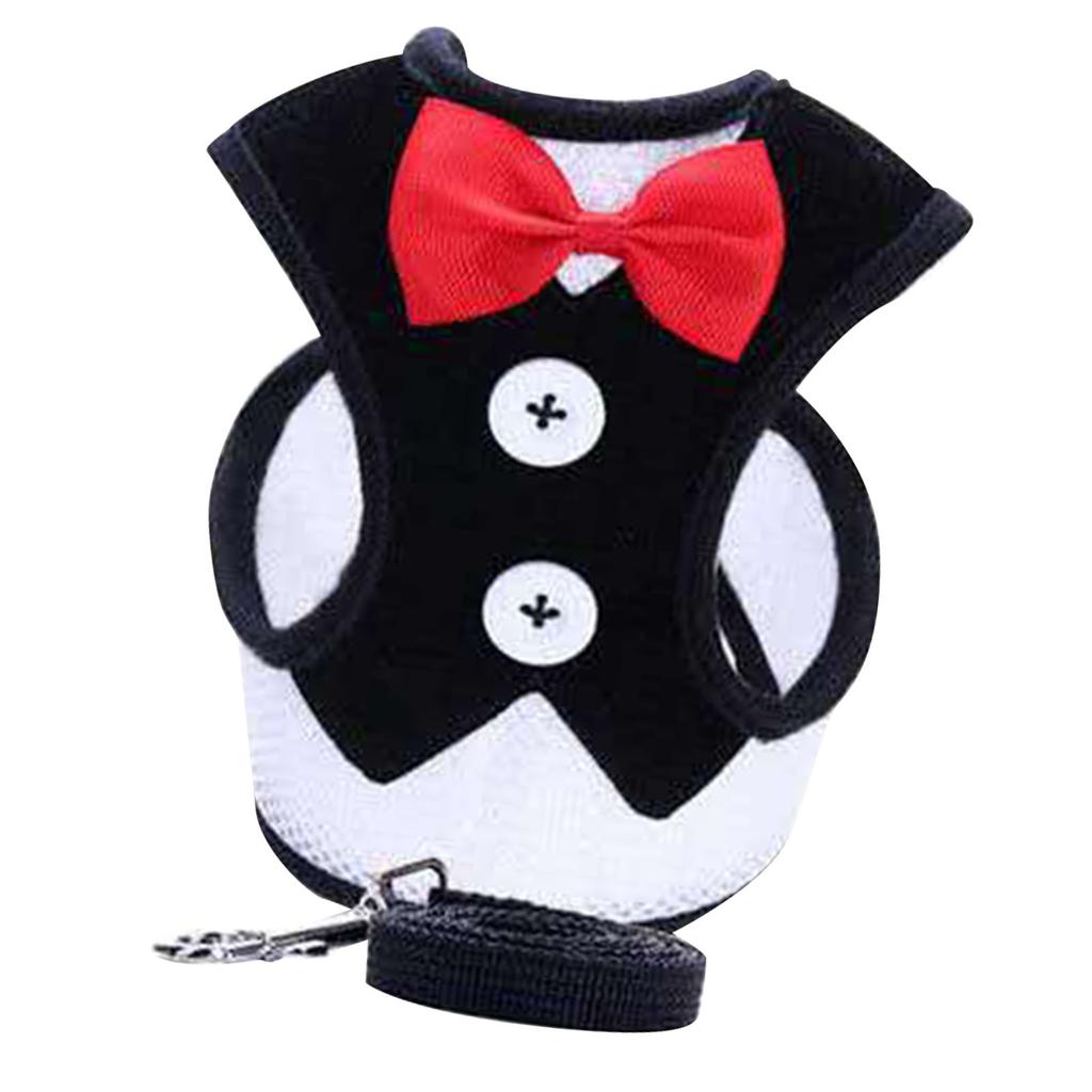Dog Harness Leash Bow Tie Breathable Comfortable Durable Dog Harness and Leash Set for Walking