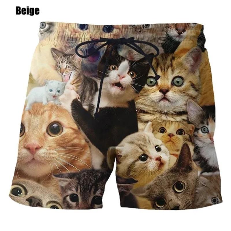 Fashion Cute Cat Graphic Board Shorts For 3D Printed New Casual Unisex Funny Animal Beach Swimming Shorts Trunks