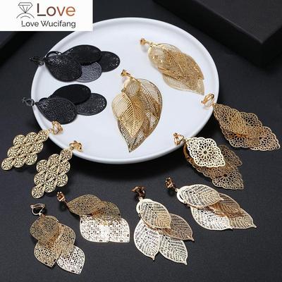 Arrival Hyperbole Multilayered Big Leaves Clip On Earrings Non Pierced For Women Party Wedding Elegant Ear Clips Accessories
