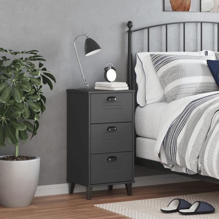 VidaXL Table de Chevet, Armoire de Nuit avec Tiroirs, Table de Téléphone, Meuble de Rangement Chambre, Industriel, Gris 374919
