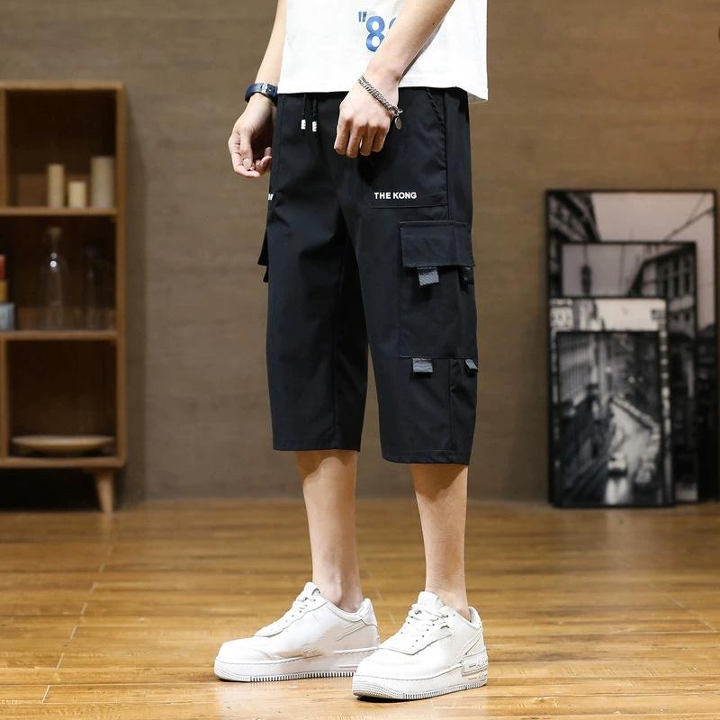 

Stylish Men s Summer Thin Loose Fit Work Shorts with Seven-Point Design Ideal for Leisure Wear and Various Occasions S чёрный
