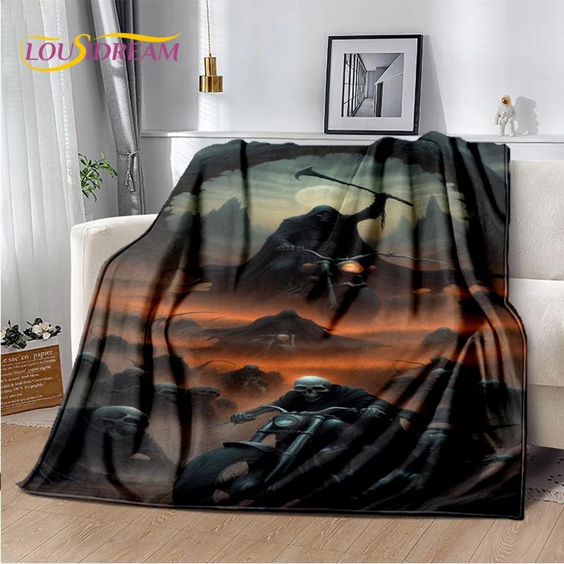 2025 New Gothic Horror Character Skull Ghost Spirit Soft Blanket,Soft Throw Blanket for Home Bedroom Bed Sofa Picnic Travel Gift