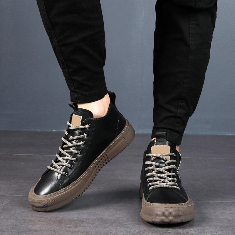 Fashion Men's Shoes High Quality Leather Surface Off White Shoes 2025 New High Top Shoes Men Casual Sports Board Shoe Sapato Masculino