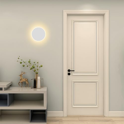 KAWELL Wall-Mounted Bracket Light, Stylish Ambient Lighting, Round, Reading Light, 3-Level Dimming and Color Adjustment, Size 14*14cm, No Installation