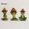 Vielseitige Tischdekorationen Yoga-Pilz Frosch Figur, Kreative Harzstatue, Niedliche Sitzende Tierfiguren Grünes Ornament für Zuhause Büro
