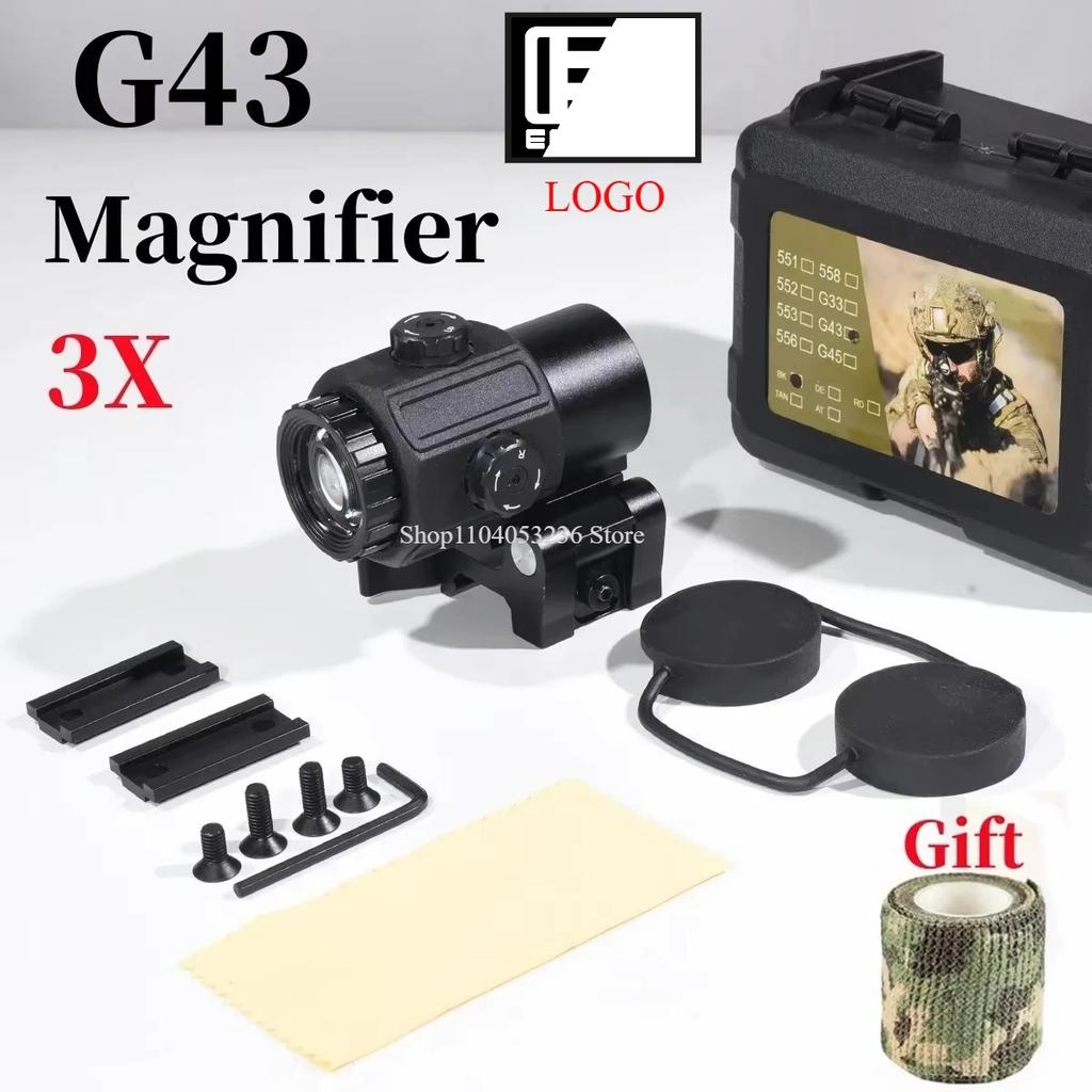 Tactical E*t*ch G33 G43 G45 Sight Fixed 3X 5X Magnifier Scope with Quick Disassembly and Flipping for Airsoft Hunting Collimator