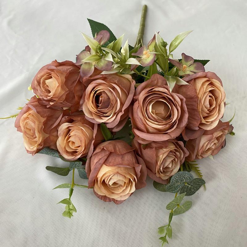 Wedding Rose Bridal Bouquet Artificial Flower For Home Decor And Photography Props