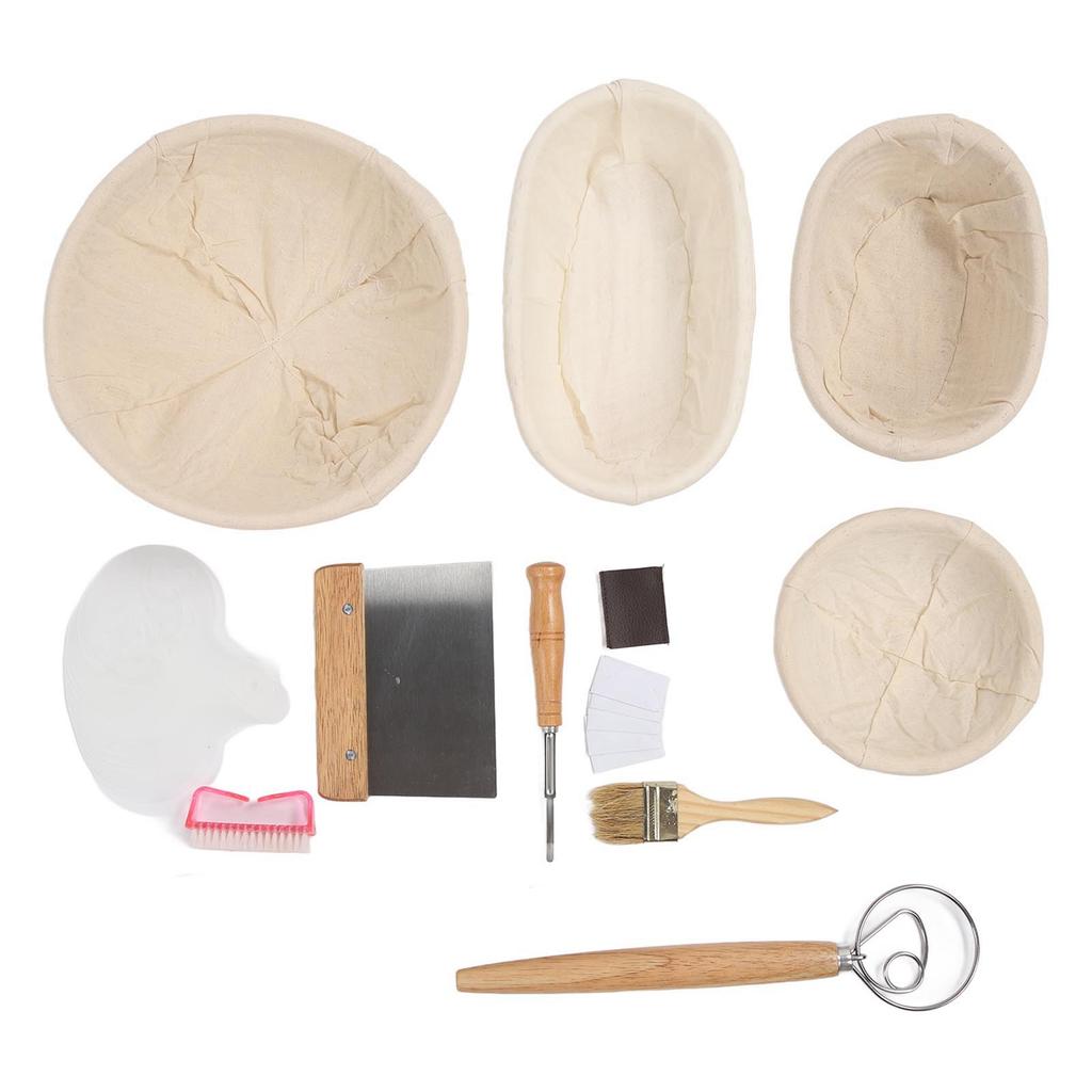Brot Gärkorb Set Rund Oval Natur Rattan Sauerteig Gärkorb mit Teigschaber