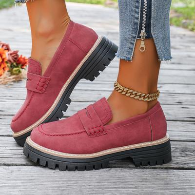 Mode Femme Printemps Été Nouveaux Chaussures de Travail en Cuir Lisse à Enfiler Bout Rond Talon Plat Confortable Mocassins Décontractés Style Britannique