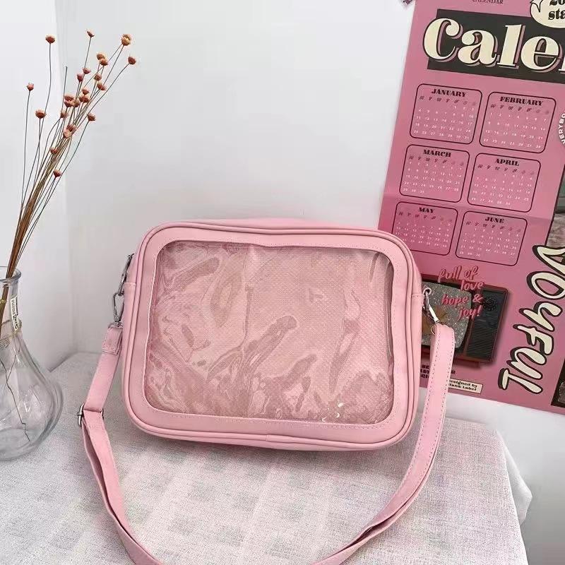 

Yogodlns Female Ita Crossbody Bag Womens Transparent Messenger Bag Girls Cute Shoulder Bags Teens Fashion Satchels Bag 27x8x20cm розовый