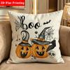 1pc, Modern Style Pillowcase, Halloween Boo Witch Hat Pumpkin Decor Soft Polyester Embellished Pillowcase, Easy To Maintain And Machine Washable, Suit