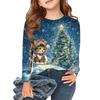 Christmas Day Girls Long Sleeve T Shirts Kids Fall Tops Crewneck Printed Basic Tees