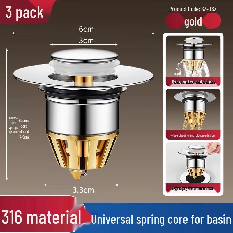 TLXT Universal Pop-Up Sink Drain Stopper with Anti-Odor Core