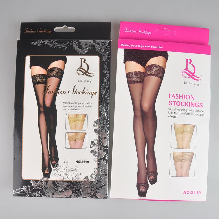 Beileisi 2119 Silicone Lace Top Thigh-High Velvet Stockings