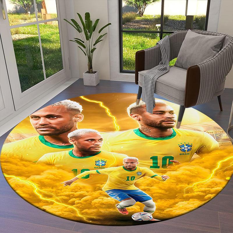 Neymar Round Area Rug,Carpet Rug for Living Room Bedroom Sofa Playroom Decor,Non-slip Floor Mat
