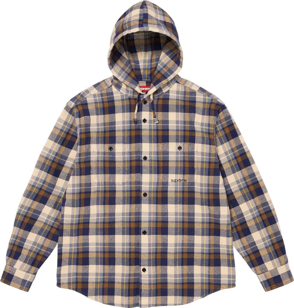 Supreme Hooded Flannel Shirt Brown