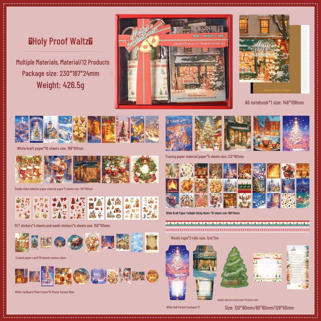 Neon Christmas Gift Box: Holiday Atmosphere Journal Sticker Set