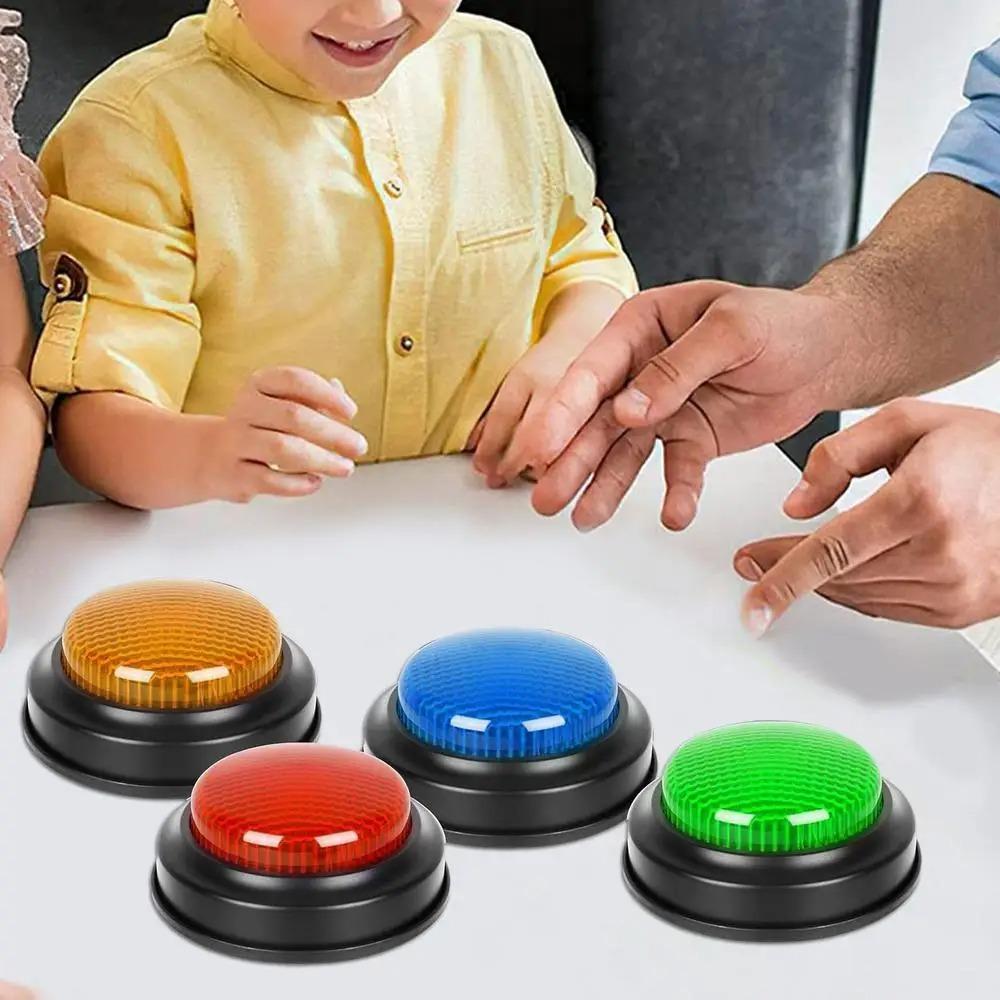 4pcs New 4Colors Answer Buzzers with Lights and Sound Trivia Games Game Buzzers Family Feud Jeopardy Buzzer for Trivia Games