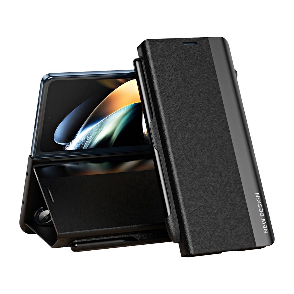 Leather Shockproof Fold Mobile Phone Case Screen Protector Integrated Bracket Stand with Pen for for Z Fold 2/3/4/5/6/7