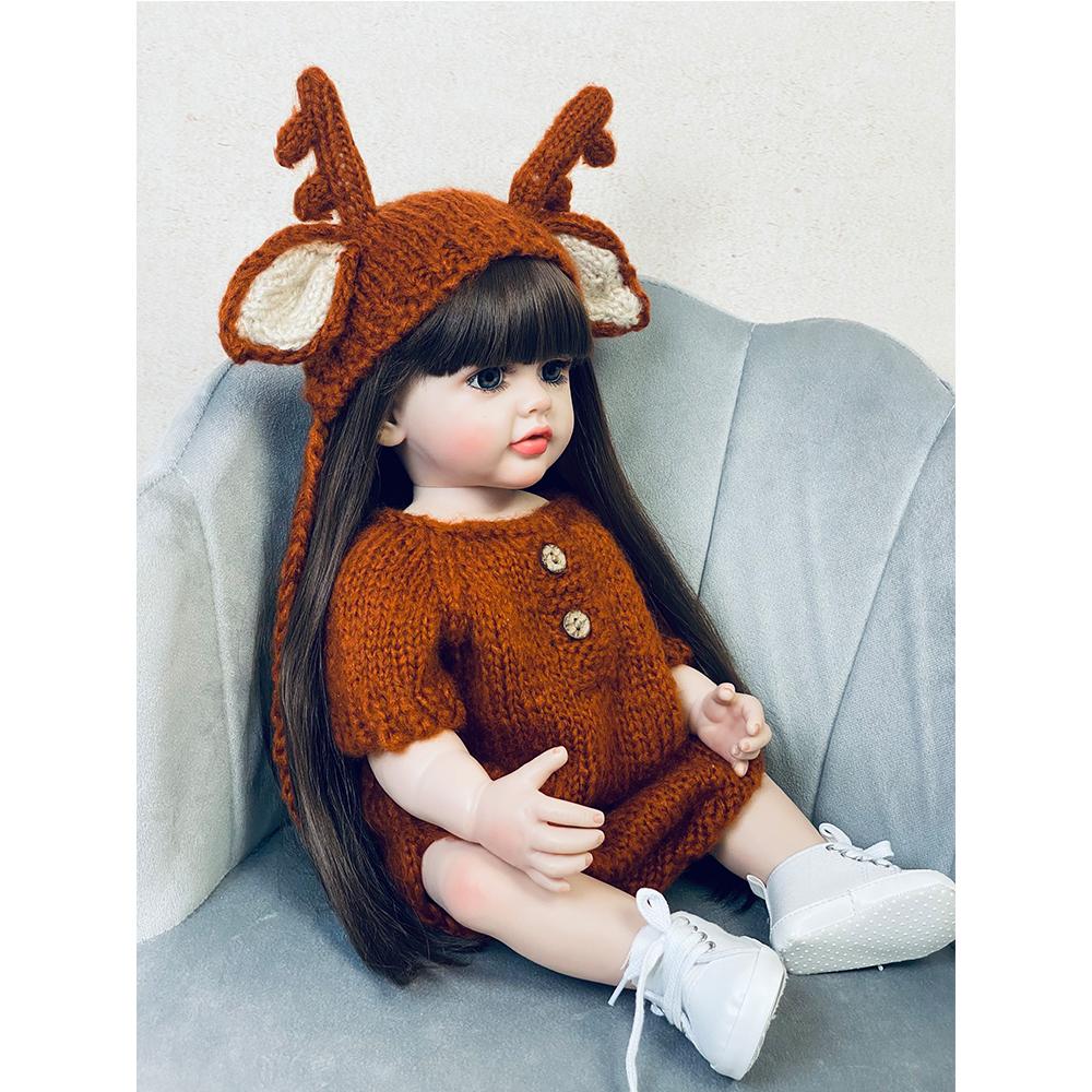 55 cm weiche Silikonkörper Vinyl wiedergeboren Kleinkind Mädchen Puppe Betty lebensechte Neugeborene Baby Perücke Haar Geschenke für Kinder Spielzeug