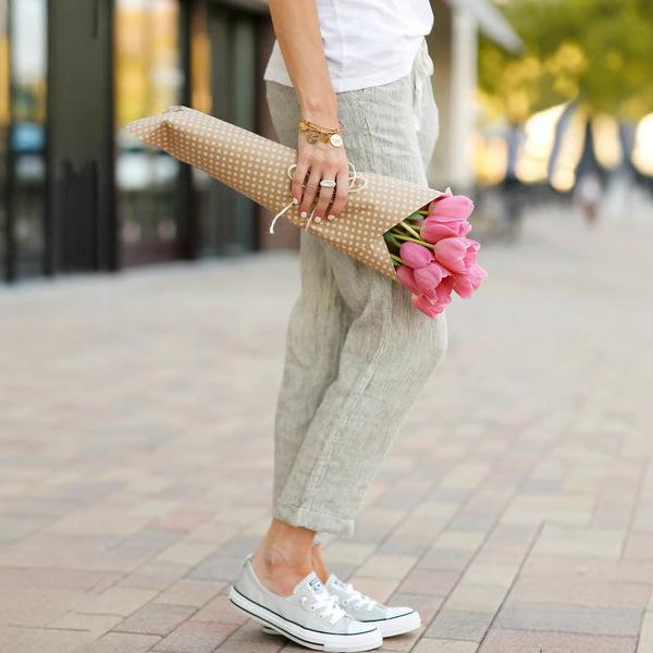 TIFICY Pantalones y capris con estampado de color sólido informal a la moda para mujer