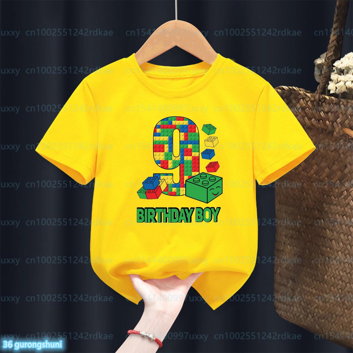 

Модная новая футболка для мальчика, забавные строительные блоки, футболка для детей от 1 до 10 лет, летняя футболка с круглым вырезом, топы для детей, футболка в подарок на день рождения 150