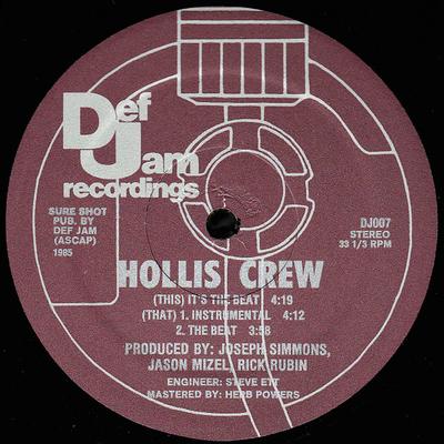 12inch Record HOLLIS CREW - It's The Beat DJ007 Def Jam Recordi 1985 US Rap & Hip-Hop/R&B Used
