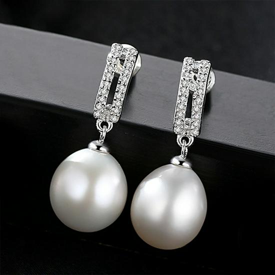 PAG&MAG Pearl Stud Earrings: S925 Sterling Silver, 3A Zircon, 9 Freshwater Pearls