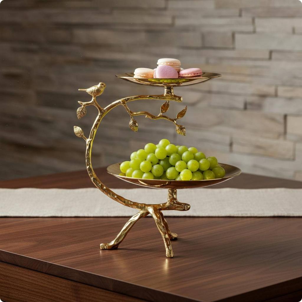 Double Layer Fruit Tray Creative Decorative Snack Plate Home Decor Modern Design Household Storage Easy To Clean for Living Room