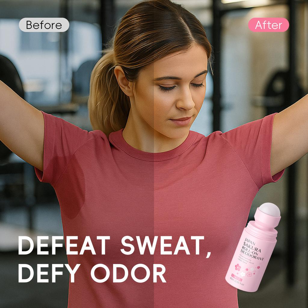 Cherry Blossom Roll On Deodorant 60ml Travel Size Antiperspirant 24h Odor Control Sweat Protection Long Lasting Fresh Scent Port