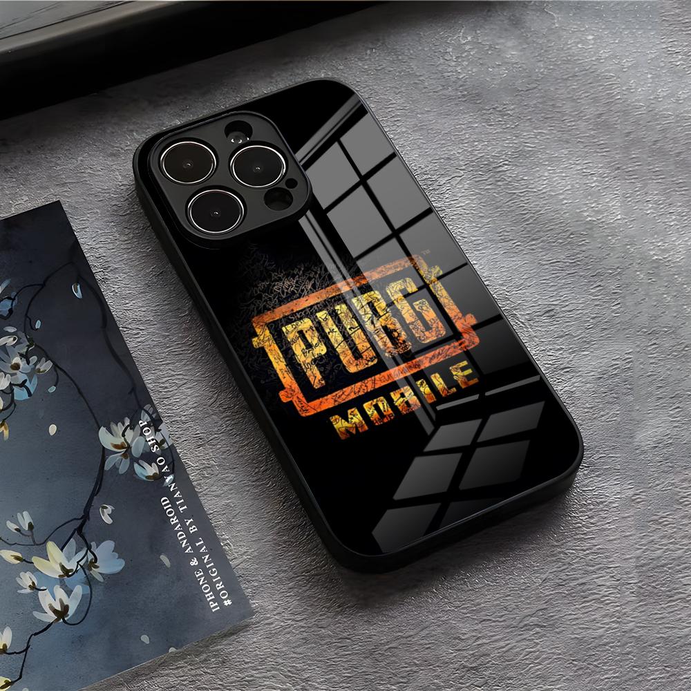 P-Pubg G-Game Phone Case For IPhone 17 Air 16 E Pro Max 15 14 13 Mini 12 Pro 11 Max Plus Black Glass Cover