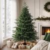 150cm Artificial Christmas Tree Full Hinged Xmas Tree Solid Pine Wood Stand, Green