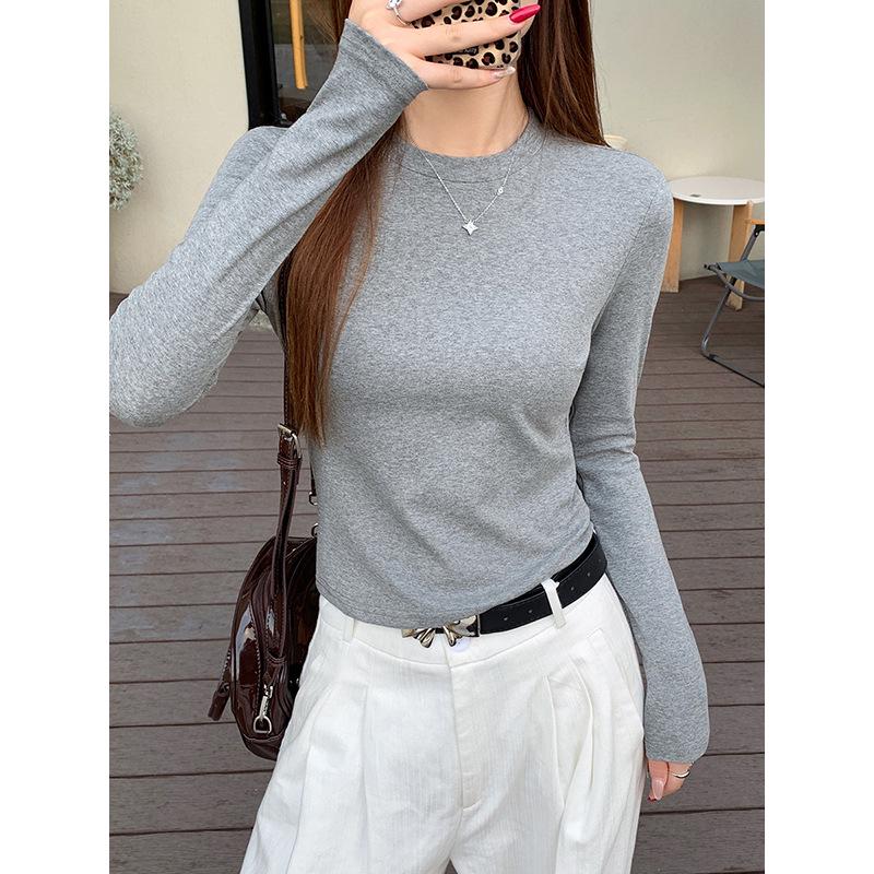 Women's Long Sleeve Slim Fit Red T-Shirt - Stylish Spring/Autumn Base Layer 2025