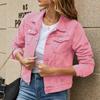 Autunno Moda Donna Giacca di jeans Vintage Casual Manica lunga Jean Giacche Donna Solido Abbottonatura Tasca Cappotto invernale sottile 29029