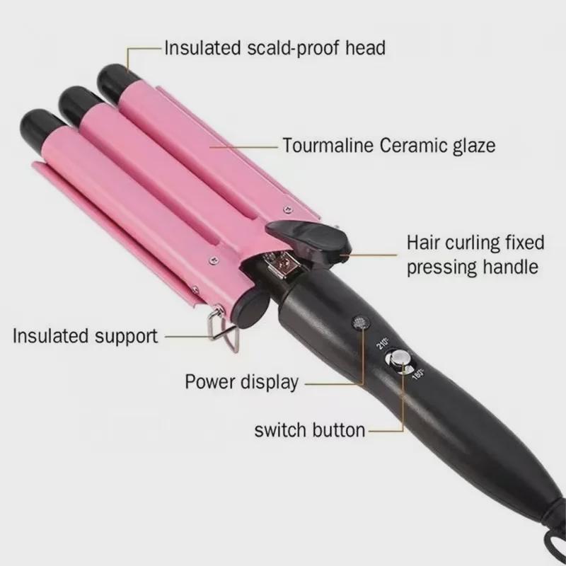 Three-Tube Water Ripple Curling Iron with Electric Plywood