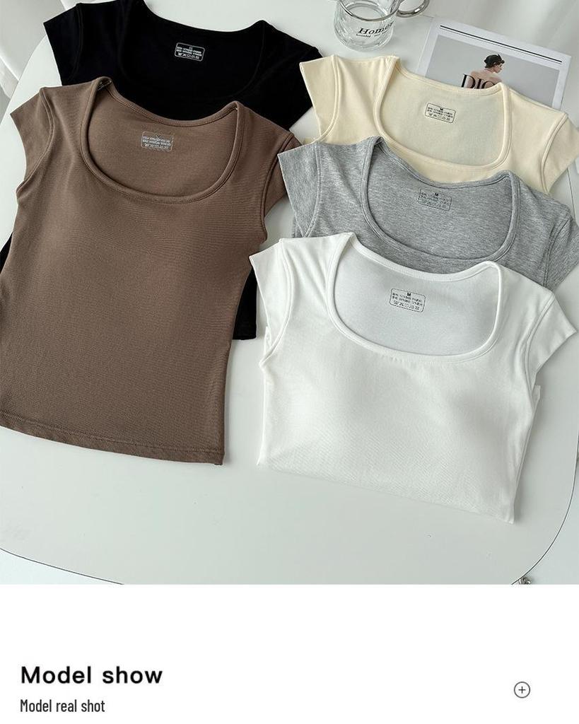 Women's Summer Ice Silk Square Neck Fly Sleeve Tank Top - Breathable, Slim, Trendy Street Style, Short Sleeve Outerwear