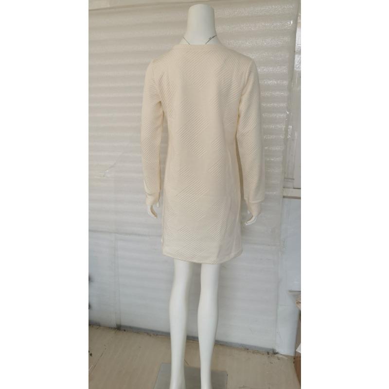 Autumn and Winter Simple and Versatile Dresses Textured Round Neck Long-sleeved Women's Dresses
