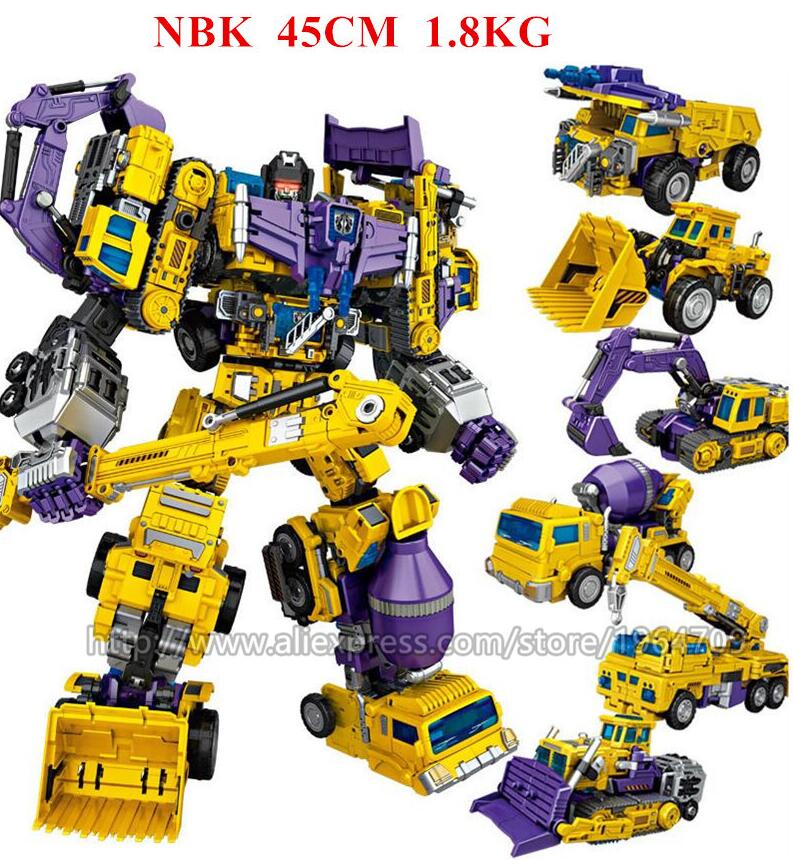 Oversize 6 IN 1 Transformation Devastator Toys Boy Robot Car KO G1 Excavator Trucks Model Action Figure Kid Adult