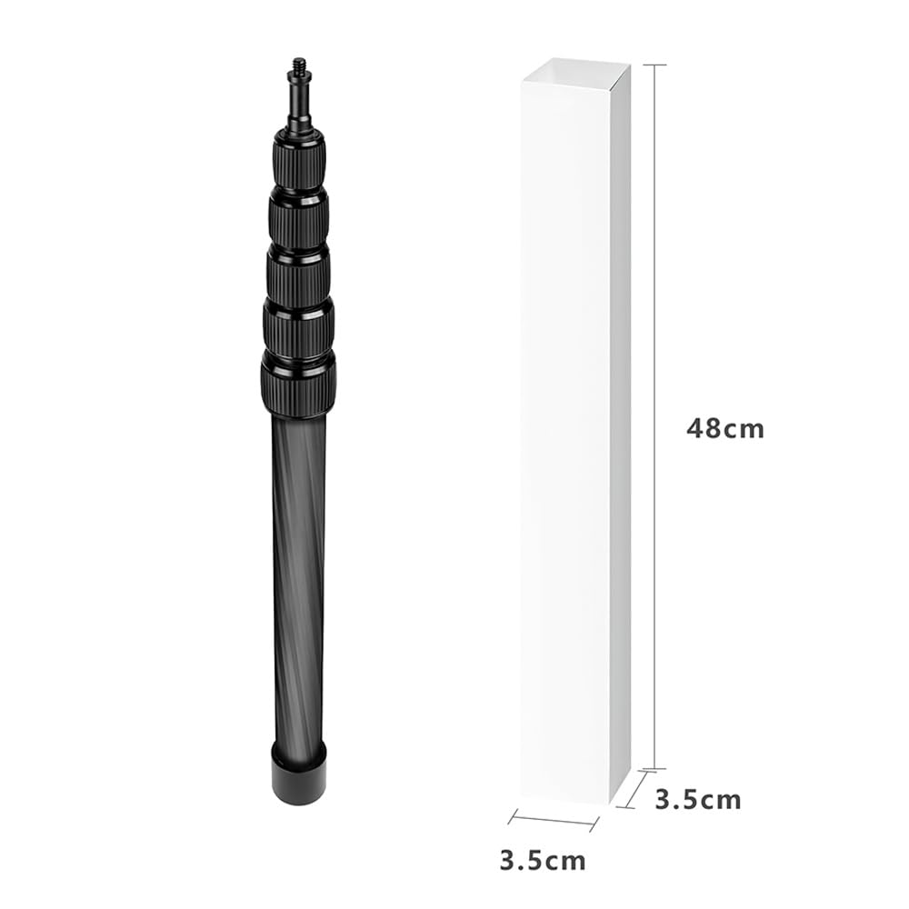 HUNYA Handheld Microphone Boom Arm, 6 Sections, Extendable Microphone Arm, Carbon Fiber Boom Pole, for Microphones, 14-inch Screw & Thread, with Foam