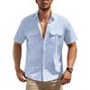 Summer Short Sleeve Shirt Double Pocket Cago Shirt Stylish Trendy Streetwear Casual Lightweight Button Up