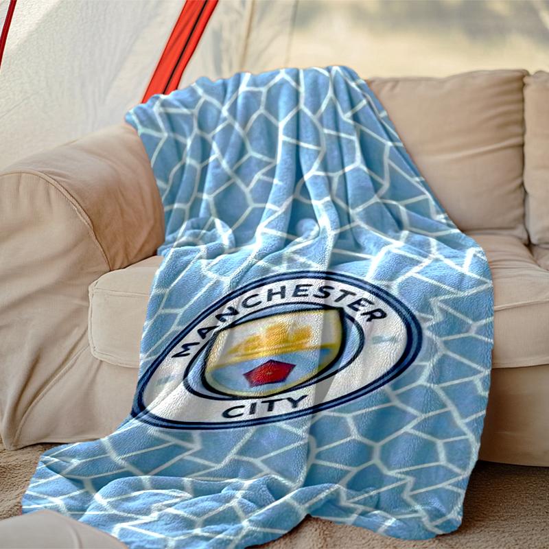 1pc Comfortable Home Print Throw Blanket, Manchester United Manchester City Blanket For Bed and Sofa Use, Special Present For Family