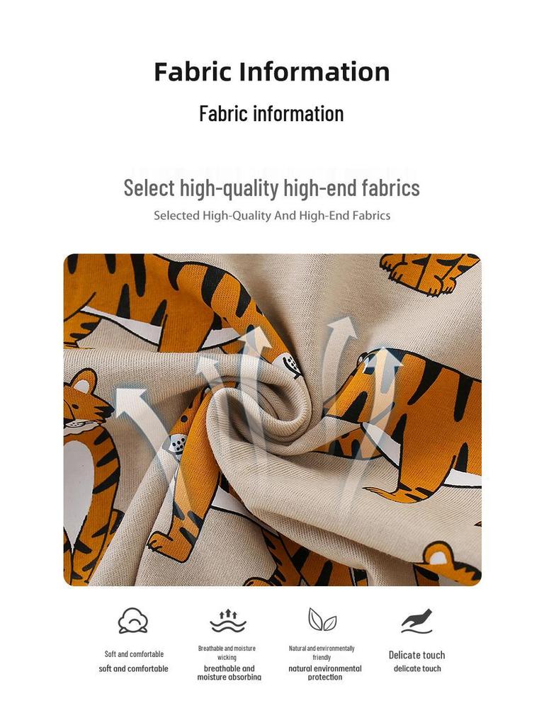 2026 Spring/Summer Kids' Tiger Print Short-Sleeve T-Shirt – Casual Fashion Round Neck Top
