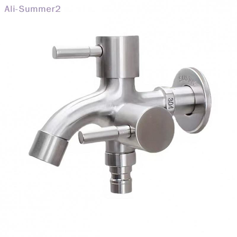 304 Stainless Steel Faucet One Into Two Out Multifunction Double-outlet Washing Machine Faucet Outdoor Garden Sink Pool Faucet