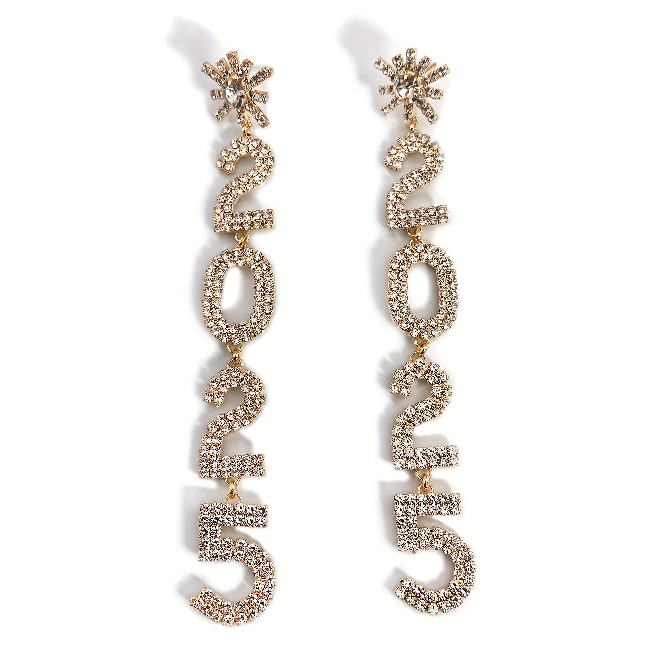 

Серьги-подвески Bling 2025 — сверкающие стразы, штифты из нержавеющей стали, идеально подходят для Нового года и вечеринок