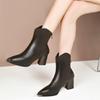 French British style short women's boots thick heel 2025 new autumn and winter fashion versatile retro thin high heel short boots women