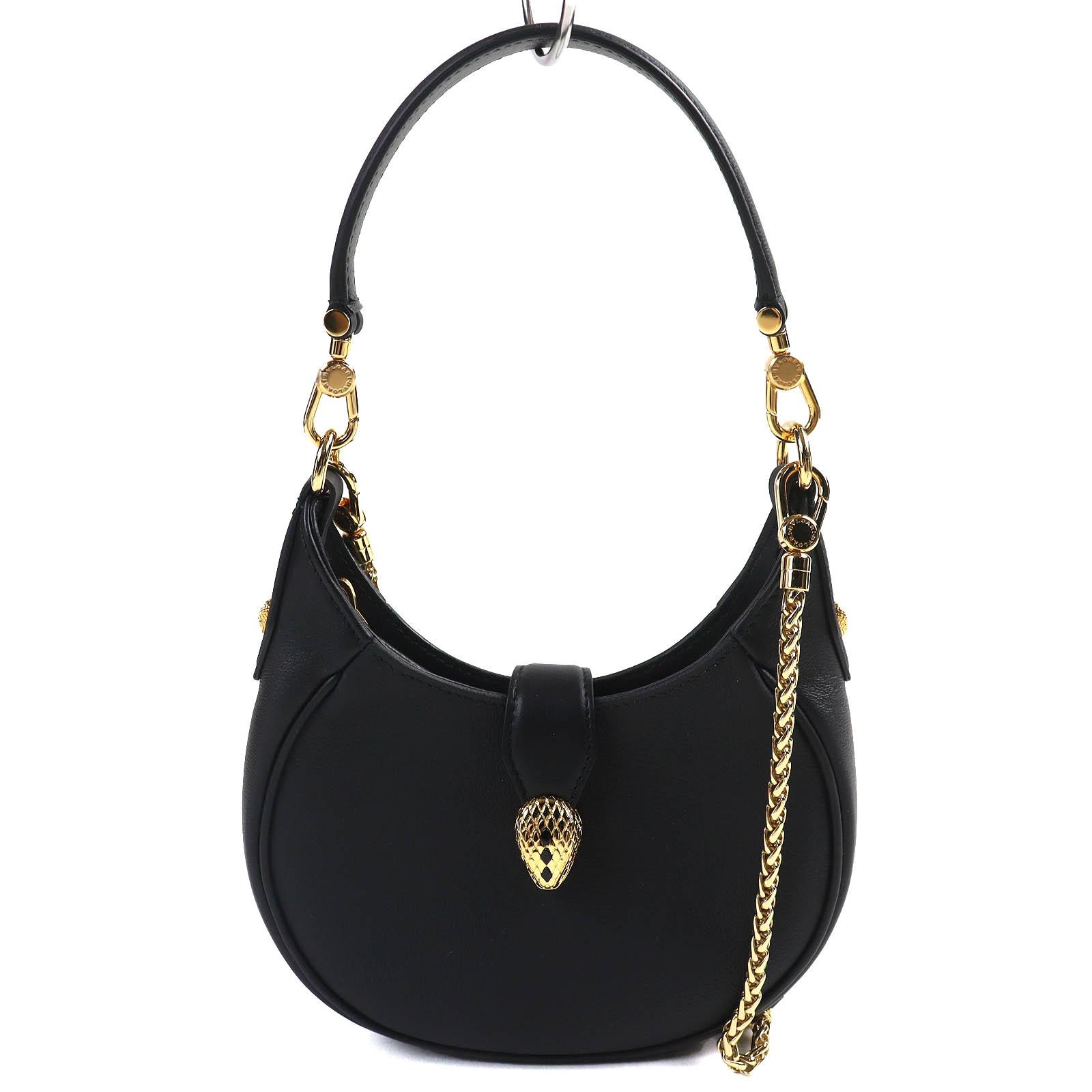 

BVLGARI Shoulder Bag Serpenti Ellipse Small 2WAY Leather Handbag Chain 292051 Used