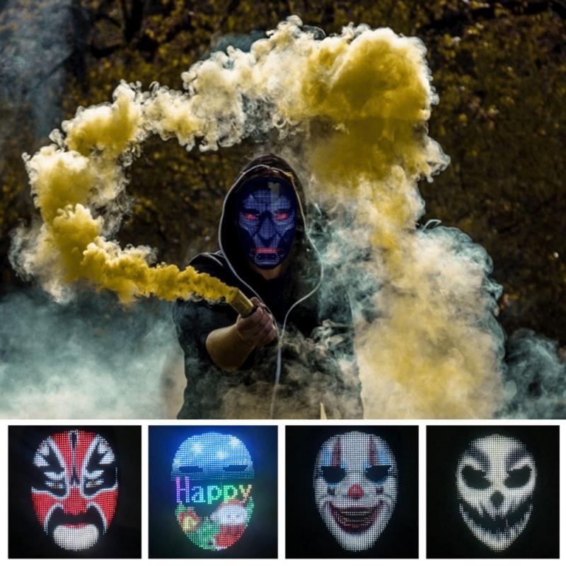 Bluetooth APP Steuerung Smart LED Gesichtsmasken Programmierbare Gesichtswechsel Leuchtmaske Party Display LED Licht Verkleidungsset