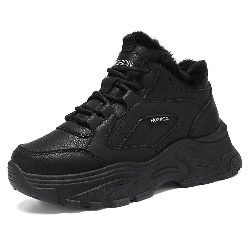 2025 Women's High-Top Plush Thick-Sole Winter Sneakers, Wide Fit, Large Sizes
