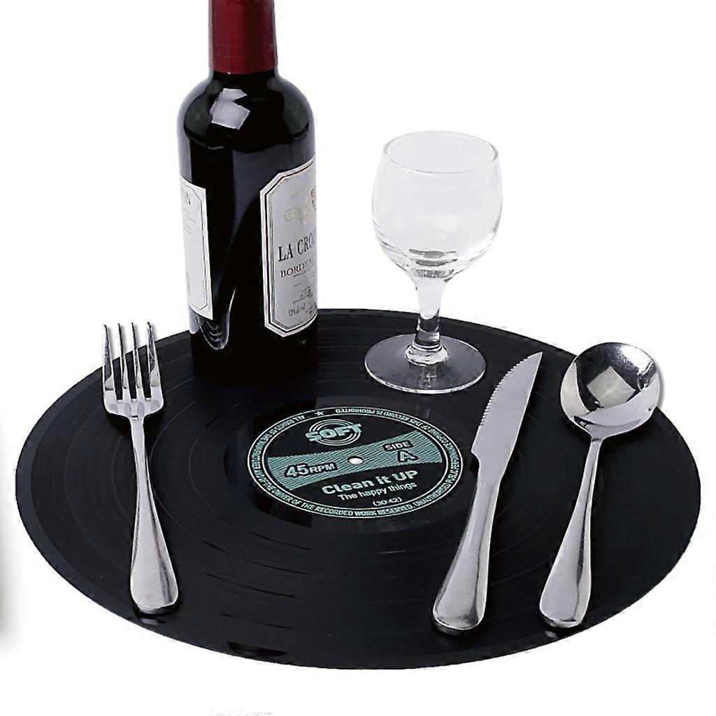 Retro Schallplatten Untersetzer Tischset Rund Hitzebeständig Silikon Getränkeunterlage Heimtisch Tee Kaffee Tasse Unterlage Dekoration Grün